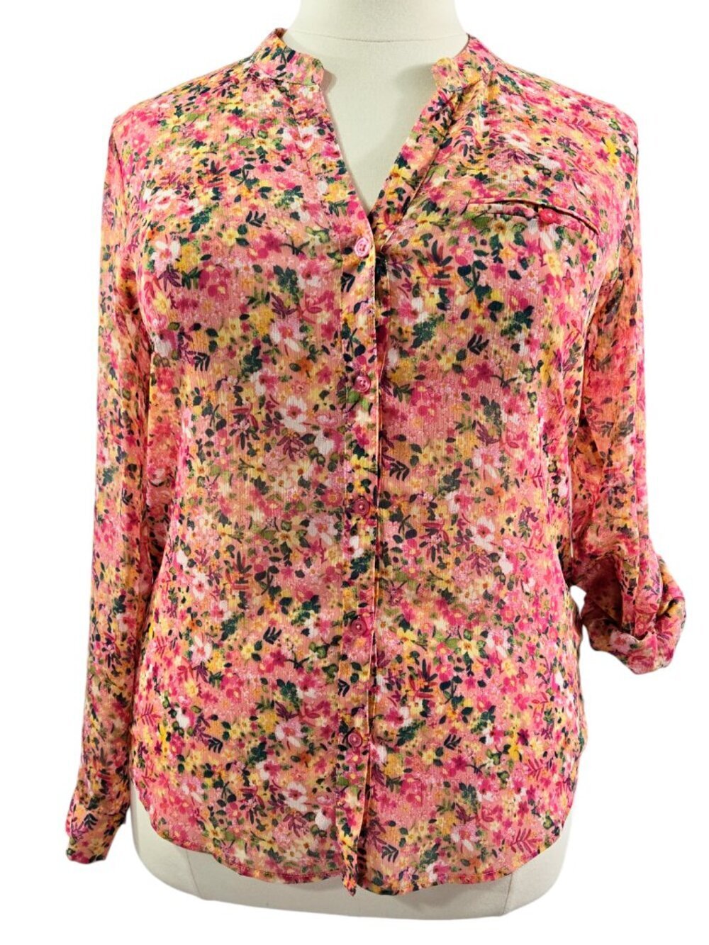 Kut From The Kloth Jasmine Multicolor Floral Sheer Chiffon Blouse KT32138